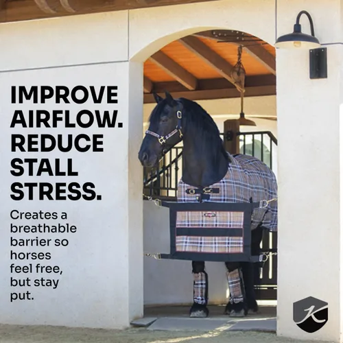 Vista 4 de Kensington - Protector de puerta para caballos, diseñado para mantener a los caballos de forma segura con estilo, correas ajustables y accesorios