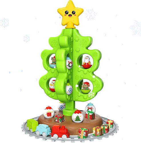 Vista 9 de maysida Árbol de Navidad Mini para Bebés, Juguetes Educativos de Plástico Coloridos, Marionetas de Dedo de Muñeco de Nieve/Alce/Papá Noel para Niños