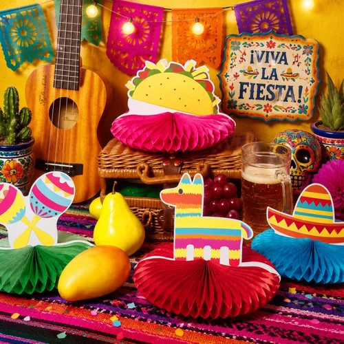 Vista 5 de WILLBOND 9 piezas de mesa de fiesta mexicana para decoración de centro