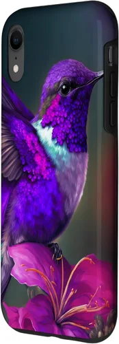 Vista 2 de Funda púrpura para iPhone XR para colibrí