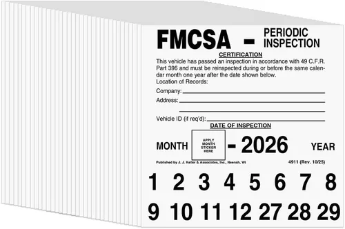 Vista 7 de FMCSA - Etiqueta de inspección periódica, paquete de 10 unidades, 5 x 5 pulgadas, vinilo autoadhesivo permanente, cumple con los requisitos de DOT