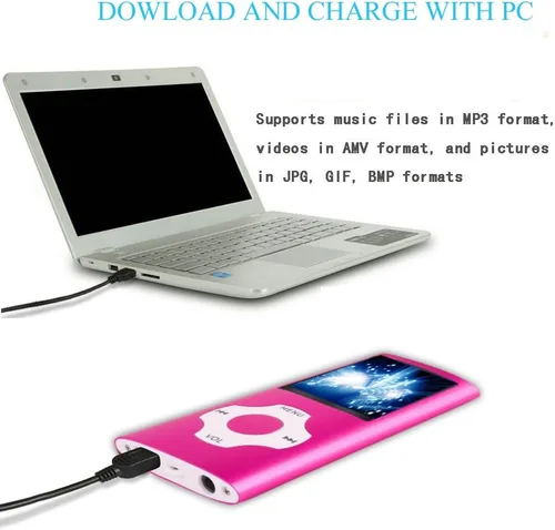 Vista 4 de Hotechs - Reproductor de MP3, reproductor de música MP3 con tarjeta SD de memoria de 32 GB, pantalla LCD digital clásica delgada de 1.82 pulgadas
