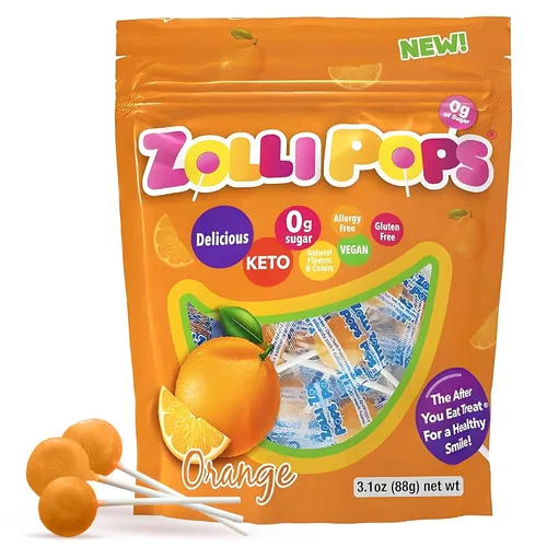 Vista 23 de Zolli Drops - Caramelos sin azúcar con xilitol, paletas sin colorantes, aptos para dieta cetogénica y diabética, golosinas aprobadas por dentistas