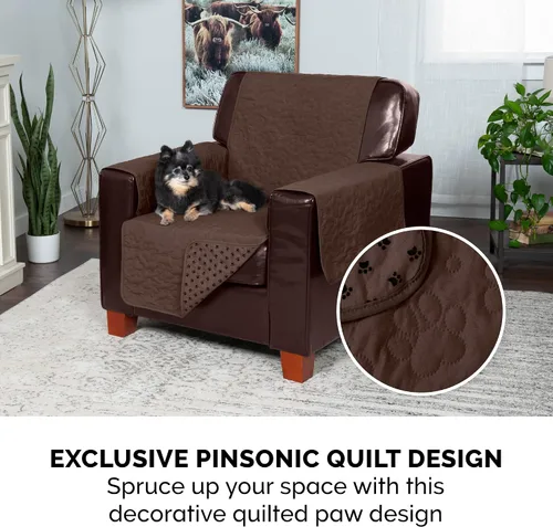 Vista 8 de Furhaven - Funda acolchada impermeable para muebles de sala de estar para perros y gatos, con diseño de patas, protector con reverso antideslizante