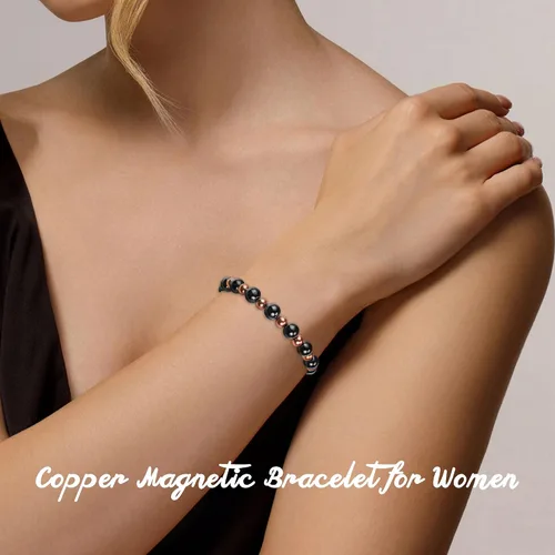 Vista 2 de PEALICIOUS Copper Bracelet for Women and Men with 3800 Gauss Magnetic Bead