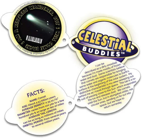Vista 5 de Celestial Buddies Comet Buddy Peluche suave de 8 pulgadas, características bordadas, etiqueta de datos divertidos para niños - Aprendizaje STEM