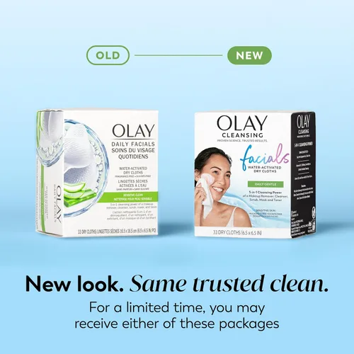 Vista 2 de Olay 4 en 1 Paños fragancia y jabón Facial diaria gratuita para piel sensible 33 unidades, embalaje puede variar, Fragrance & Soap Free Daily Facial