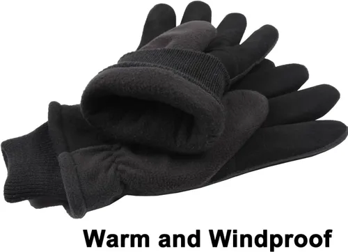 Vista 3 de OZERO Winter Gloves Deerskin Suede Leather and Insulated Polar Fleece Water Resistant Thermal Gifts for Men and Women