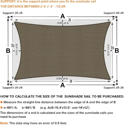 Vista 6 de Artpuch Toldo parasol rectangular de 4 x 4 pies, color moca, con bloqueo de rayos UV, permeable, para exteriores, patio trasero