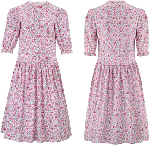Vista 2 de Disfraz de Barbara para mujer, vestido con estampado floral rosa, traje de Halloween y cosplay (2XL)
