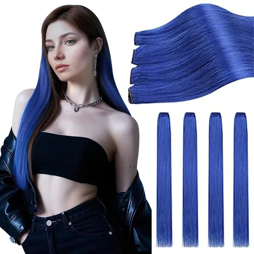 Vista 29 de Ugeat Extensiones de cabello humano con clip de 12 pulgadas, extensiones de cabello balayage con clip, marrón chocolate ombre, extensiones