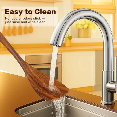 Vista 6 de Jilla-hla Espátula de madera antiadherente con mango largo de acacia, espátulas planas para freír hechas a mano para regalos de cocina, utensilios