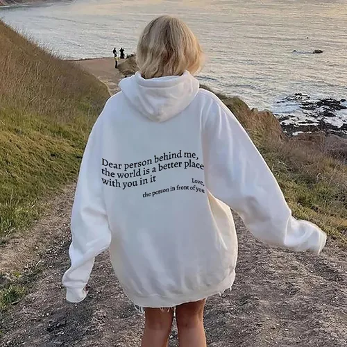 Vista 4 de UNIQUEONE Sudadera con capucha You Are Enough para mujer, sudadera con capucha "Dear Person Behind Me", sudadera de gran tamaño con capucha Love