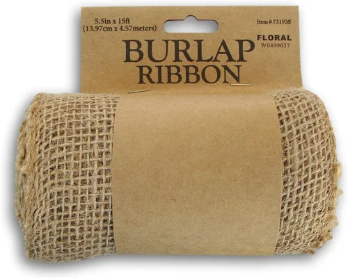 Vista 2 de Rollo de cinta de arpillera natural, rollo de yute rústico para manualidades de 5.5 pulgadas x 15 pies