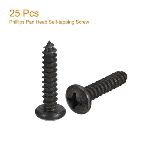 Vista 3 de uxcell Tornillo autorroscante Phillips de cabeza plana de 1/4 x 1, 25 piezas - Tornillo de madera de cabeza redonda de acero inoxidable 304