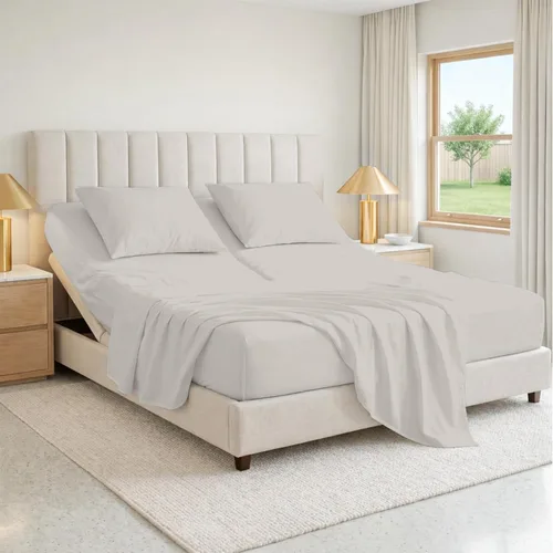 Vista 21 de SGI bedding Sábana Queen de 28" con Parte Superior Dividida Flex Head, 100% Algodón Egipcio, Cuenta de Hilos 1000, Sábana Superior Flex para Cama