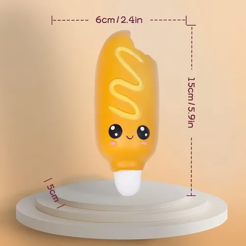 Vista 7 de Anboor 4 piezas Squishies Hot Dog Cake Pan Donut Kawaii perfumado suave levantamiento lento exprimir alivio del estrés niños juguete Navidad