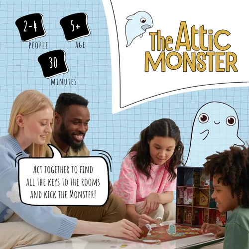 Vista 2 de El Monstruo del Ático Juego de mesa familiar Juego de mesa para adultos y familia Juego de mesa de aventura A partir de 5 años Para 2 a 4