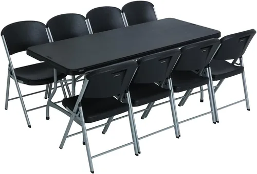 Vista 3 de Lifetime 4 mesas anidadas de 6 pies con 24 sillas plegables - Negro