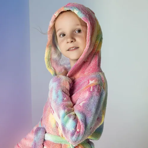 Vista 6 de PATPAT Bata de baño de forro polar suave, regalos para niñas, ropa de dormir con bolsillos de 2 a 14 años