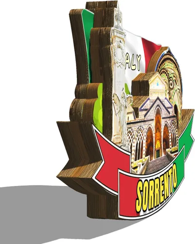 Vista 2 de Imán de Italia Sorrento para nevera de madera 3D hitos de viaje coleccionables, decoración hecha a mano