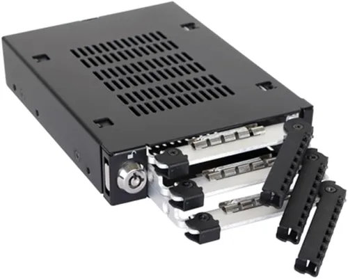 Vista 10 de ICY DOCK Rack móvil de 2.5" SATA/SAS HDD y SSD de metal completo resistente para bahía de unidad externa de 3.5 pulgadas con bloqueo de llave