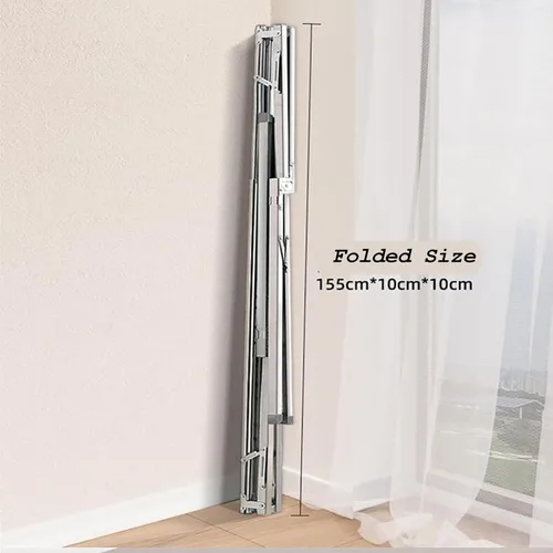 Vista 5 de Estante de secado de ropa de acero inoxidable resistente con ruedas, ajustable y plegable que ahorra espacio para interiores y exteriores, estante