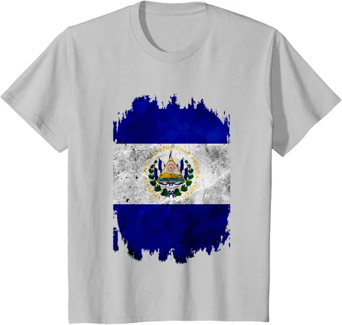 Vista 25 de Camiseta con bandera de El Salvador de El Salvador con diseño de bandera de El Salvador, Negro, S