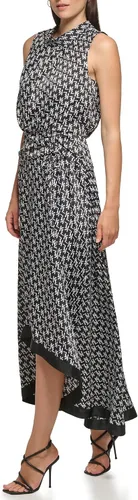 Vista 3 de Karl Lagerfeld Paris Vestido largo alto y bajo Blak y blanco para mujer