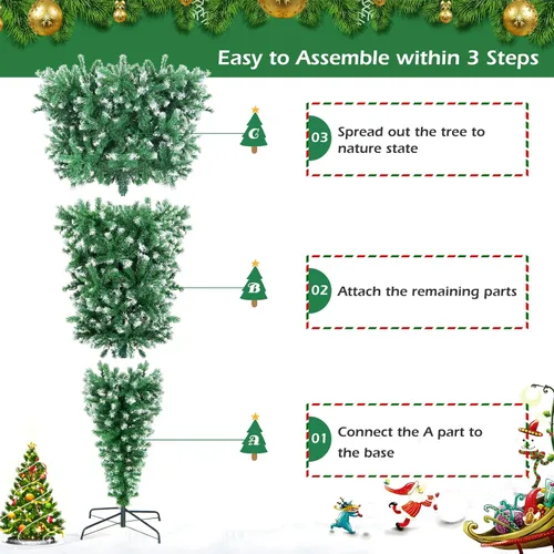 Vista 7 de DREAMADE Árbol de Navidad artificial de 7.5 pies con 1100 puntas de ramas de PVC, 400 luces LED, 8 modos de iluminación, fácil montaje, ideal