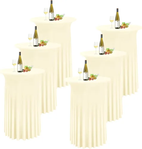 Vista 13 de 6 Paquetes de Faldas Redondas para Mesa de Cóctel de 32" x 43" Elastano Extensible Mantel de Cóctel con Cortinas Onduladas, Fundas de Mesa Alta