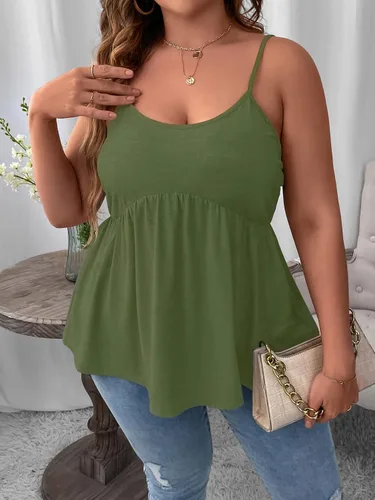 Vista 5 de WDIRARA Camisola peplum con tirantes delgados y dobladillo con volantes para mujer