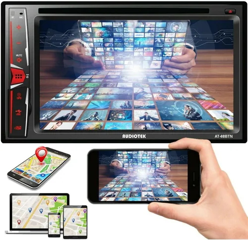 Vista 3 de Audiotek 68BTN - Coche doble DIN de 6.2 pulgadas, salida de 200 vatios, DVD, CD, pantalla táctil, enlace de espejo para Android y iPhone con cámara