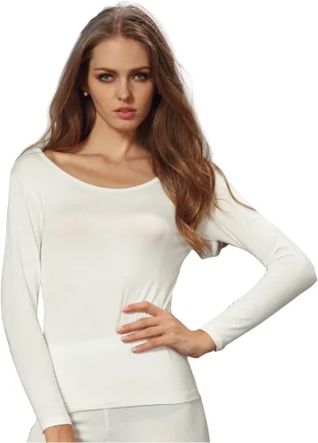 Vista 5 de Liang Rou Camisa de ropa interior térmica modal ultrafina de manga larga con cuello redondo para mujer
