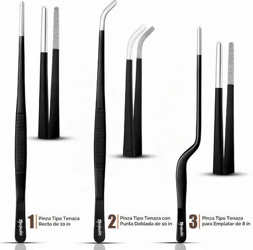 Vista 3 de Manjushri Pinzas para chef profesional, tijeras, alicates para hueso, juego de hornear (negro)