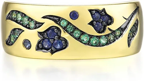 Vista 2 de Santuzza Anillo de plata de ley 925 con patrón de piedras preciosas para mujer