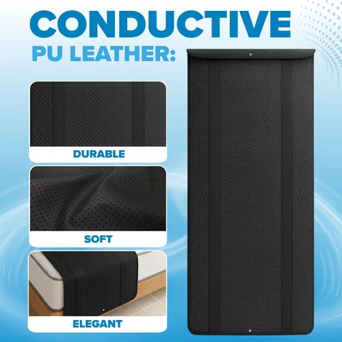 Vista 5 de Grounding Mat for Bed Earthing Mat Grounding Pad PU Leather Conductive Sleep Pad with Breathable Surface, Surge-Resistant Cord – Anti-Slip, Easy