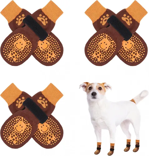 Vista 10 de SCENEREAL 6 piezas de calcetines antideslizantes para perros para prevenir lamido de patas para pavimento caliente/frío, calcetines de agarre