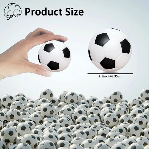 Vista 3 de Bolas antiestrés de fútbol mini 96 piezas de 5 cm de espuma deportiva a granel para niños y adultos, pequeños recuerdos de fiesta de fútbol, bolas