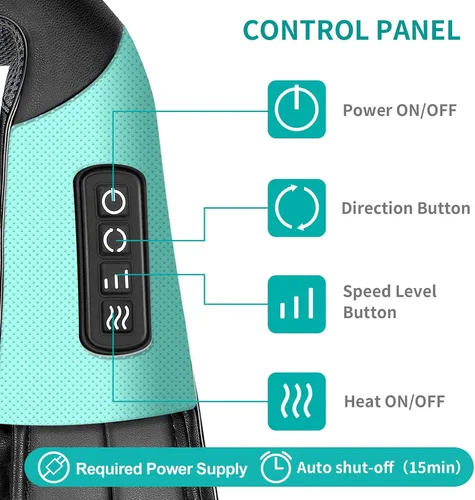 Vista 7 de Nekteck Masajeador de cuello y espalda azul y masajeador de pies Shiatsu con calor FM12