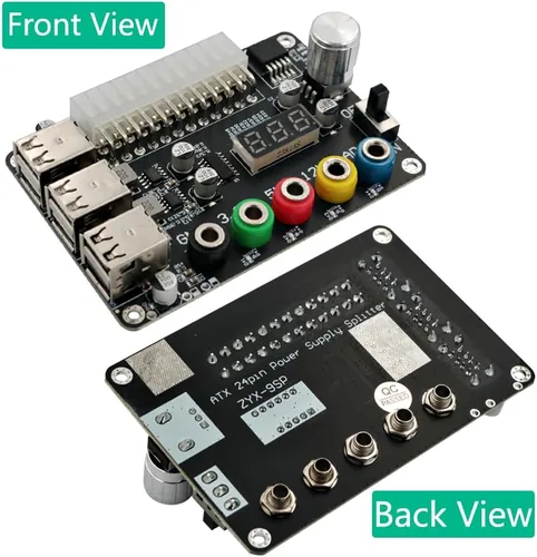 Vista 4 de HLT Placa de conexión de fuente de alimentación ATX con perilla de voltaje ajustable y 6 puertos USB 2.0, y QC 2.0/QC 3.0, salida máxima de 3 A