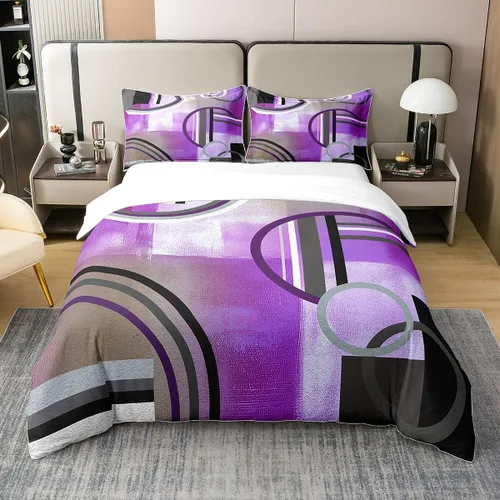 Vista 31 de Erosebridal Juego de ropa de cama de 100 % algodón a cuadros para niños y niñas, funda de edredón a cuadros, funda de edredón moderna geométrica