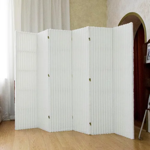 Vista 6 de Divisor de habitación de 6 paneles, pantalla de privacidad Marrón claro