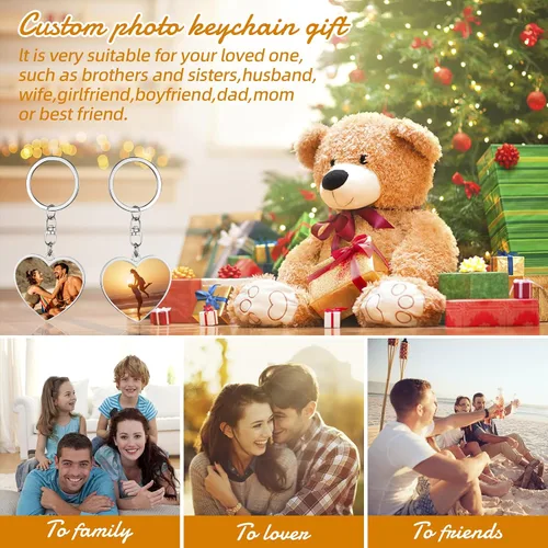 Vista 7 de Llavero personalizado con foto - Llaveros con texto grabado personalizado para mujeres, hombres, novio, regalos para el Día de la Madre