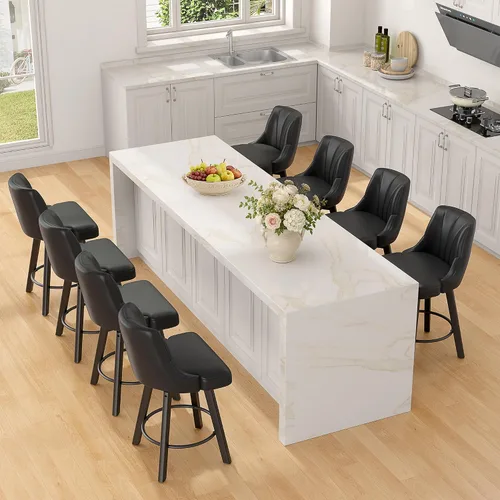 Vista 35 de REONEY Counter Height Swivel Bar Stools, 24" Modern Upholstered Barstools