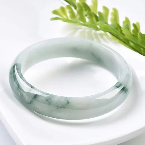 Vista 3 de HSUMING Pulsera de jade chino con flores flotantes verdes de piedra natural para mujer, A0001