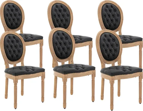 Vista 32 de LKTART Juego de 2 sillas de comedor francesas de piel sintética con botón y cabezal de clavos para sala de estar, cocina, sillas laterales ovaladas