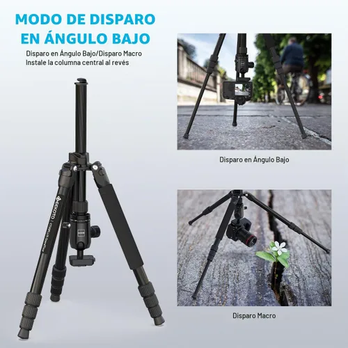Vista 7 de GEEKOTO - Trípode de fibra de carbono de 65 pulgadas con placa