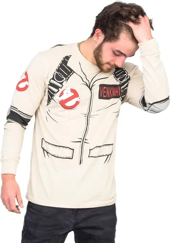 Vista 3 de Mad Engine Back Print Graphic Tees Ghostbusters Adult Long Sleeve Costume T-Shirt for Men & Women