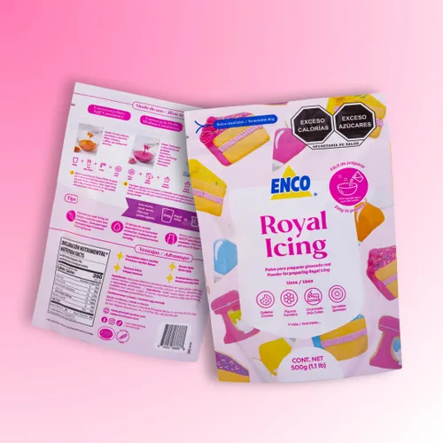 Vista 2 de ENCO White Royal Icing Mix sabor vainilla, glaseado para decorar galletas (1.1 lb (500 GR))